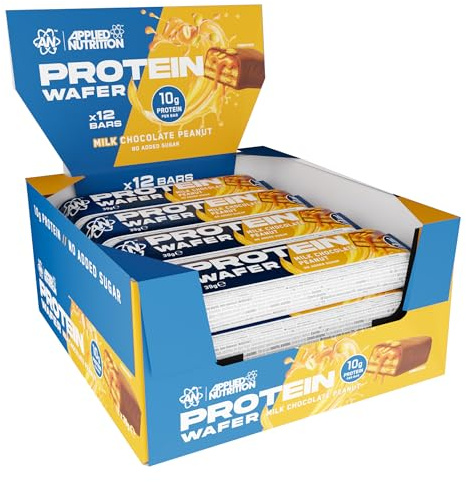 Applied Nutrition Protein Waffelriegel – Proteinreicher Waffel-Snack | Milchschokolade, leicht knusprige Textur (39 g Riegel) (Erdnuss)