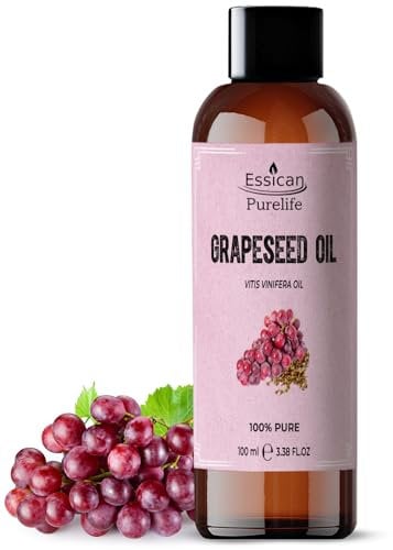 Grapeseed Oil 100ml, 100% Pure & Natural, Cold Pressed, Moisturiser and Conditioner, Grapeseed Oil for Hair, Skin, Face, Beard and Aromatherapy