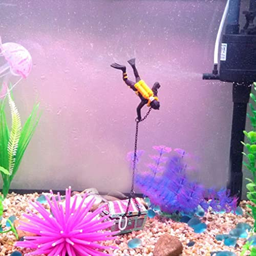 2pcs Schwarz Taucher für Luftblasen Aquarium Fish Tank Deko, Treasure mit Schatzsucher Figur