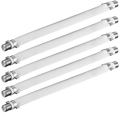 5X SAT Kabel Fensterdurchführung | 20 cm | F-Buchse > F-Buchse | Flachkabel für Fenster & Türen | Koax Durchführung Kupplung Flach Kabel | Weiß | 5 Stück