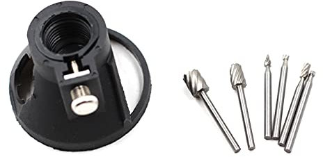 Chiloskit 6pc 1/8 HSS Routing Router Burr Bits Rotary Carving Burs Woodworking Rotary File Set with Drill Carving Rotary Locator Set Suit Dremel & Rotary Tool