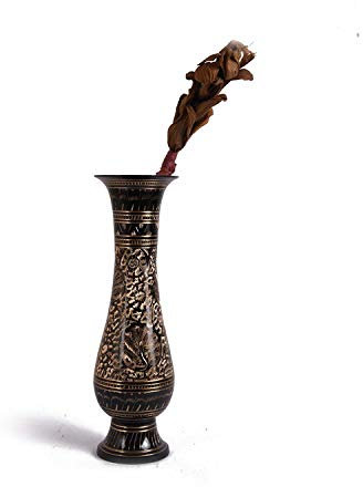 Indian Handicrafts Export Brass Carving Work Flower Vase
