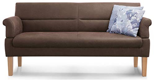 Cavadore 3-Sitzer Sofa Kira mit Federkern / Sitzbank für Küche, Esszimmer / Inkl. Armteilfunktion / 189 x 94 x 81 / Kunstleder braun