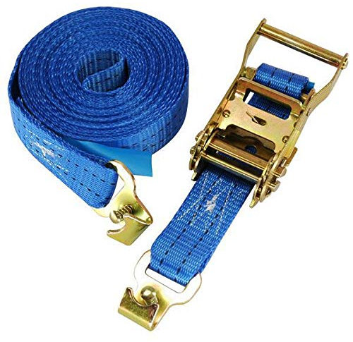Spanngurt Zurrgurt, LC 750/1500 daN, 6 m, 35 mm, 2-teilig, Flachhaken m. Sicherungsstift f. Stäbchenschiene mit Knopfsicherung blau
