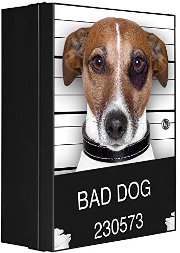 banjado® XXL Medizinschrank abschliessbar mit Motiv Bad Dog Jack Russel 35x46x15cm - großer Arzneischrank/Medikamentenschrank aus Metall zur Medikamenten Aufbewahrung - Apothekerschrank3 Schlüssel