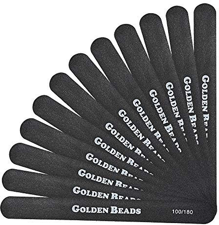12 Pack Professional Nail Files Buffer Set Double Sided Emery Boards 100/180 Grit Manicure Tools for Acrylic Natural Thick Gel Nails Grooming