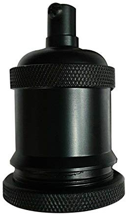 LEDSone E27 Vintage Solid Bulb Socket Ceramics Lamp Holder Edison Screw Light Bulb Socket Adapter Ideal for Vintage Edison Filament Bulbs Antique metal (Black)