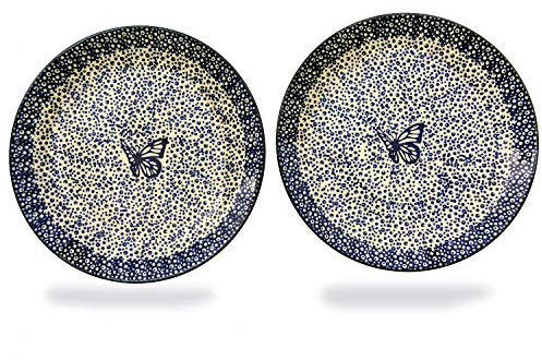 Bunzlauer Teller-Set 21,5 cm 2teilig (Dekor Blauer Falter)