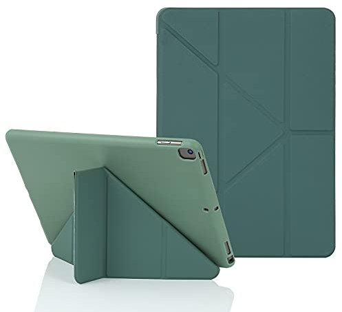 MuyDoux iPad Hülle für iPad 10,2 Zoll 9. 8. 7. Generation 2021/2020/2019, 5-in-1 Mehrere Betrachtungswinkel, Seidig Glattes Finish mit Mikrofaser-Futter, Auto Schlaf/Wach Schutzhülle, Nachtgrün