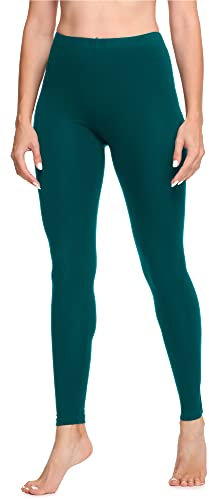 Ladeheid Leggings Damen aus Baumwolle Bequeme und Lange Leggins für Frauen für Frühling Sommer Herbst Winter Saison LA40-133 (Smaragdgrün, L)