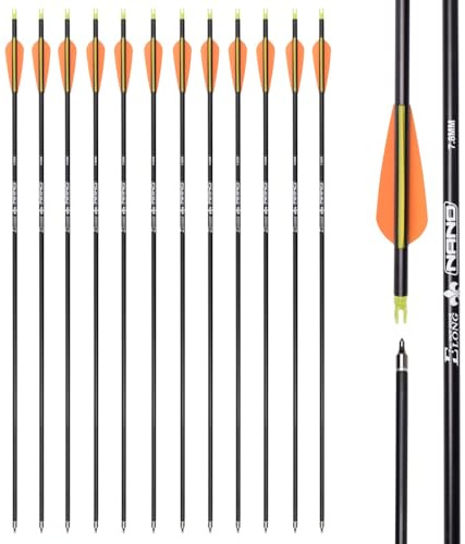 ELONG OUTDOOR Flèche Arc Chasse 28 30 31 Pouces Flèche Carbone, Tir à l’Arc pour Entraînement et pour l’Arc Long, l’Arc Traditionnel et l’Arc Recourbé Arc à Poulies, 12 pcs
