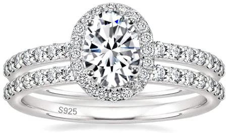 Zakk Ringe Damen Silber 925 Oval Zirkonia 1.5CT Verlobungsringe Eheringe Trauringe Versprechen Ring Set Rosegold Gold