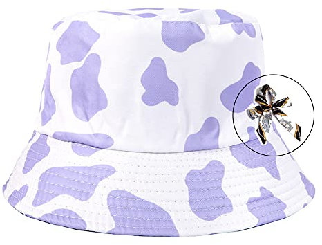 Hixingo Cappello da Pescatore Donna Uomo Estivo Mucche Cappello da Sole, Reversibile da Spiaggia Cappelli Unisex Pieghevole Cappello da Pesca Viaggio Cappellino Esterno (Viola,22-23)