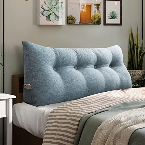 VERCART Bett Kopfteil Kissen Groß für Bett zum Anlehnen Ruecken Kissen Wandschutz Rückenkissen Bettkissen Dreieck Polster Rückenlehne Sofa Couch Grau 140cm