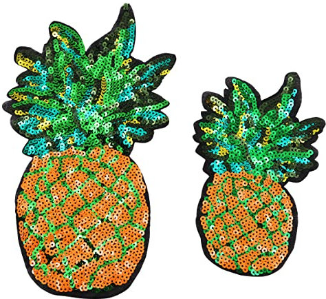 Tiardey 2 Stück Ananas-Aufn?her zum Aufbügeln,Früchte,Pailletten,bestickte Applikationen,Aufn?her für Kleidung,Outfit,Ornament,Rucksackverzierung