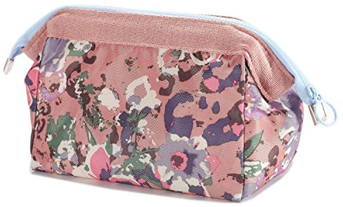NOVAGO Petite Trousse de Toilette Compact Pliable, Trousse Maquillage, Pochette cosmétique Fleurie Style Japonais (Rose Fleur)
