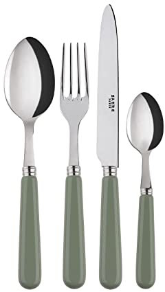 Sabre Paris | Set di posate da tavola per 6 persone Pop, colore Asparago, 24 pezzi. Include coltelli, forchette, cucchiai e cucchiai in acciaio inox.