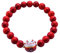 Générique Bracelet Japonais Maneki Neko (招き猫) Porte Bonheur Perles Naturelles (18 cm réglable) (Rouge Marbré)