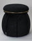 Qiyano Pouf Sitzhocker aus kuscheligem Teddystoff in Schwarz Kegelform Pilzform für Wohnzimmer, Schlafzimmer, Kinderzimmer, Kunstlederverzierung in Gold, Höhe ca. 55 cm, Farbe: Schwarz