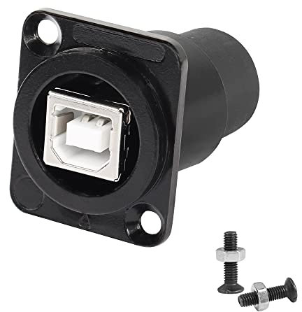 QIANRENON USB B a USB A Montaje en Panel Adaptador USB B Hembra a USB 2.0 Hembra Impresora Datos Conector, Adecuado XLR-Panel o Montaje en Panel D, para escáner de Impresora Disco Duro Externo