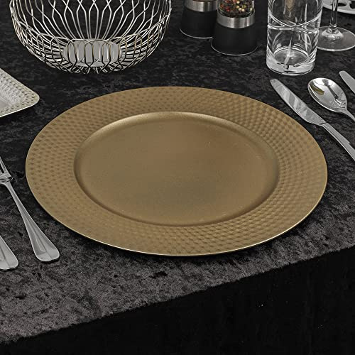 URBNLIVING 33cm Christmas Dinner Charger Plates Placemats Dining Table Setting Reusable Party Decor (Matt Geo Gold, 12 Charger Plates)