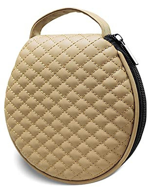 HAPLIVES Tragbare CD-Hülle, 20 Kapazitäten, runde CD-Halterung, Mikrofaser-Leder, DVD-Aufbewahrungstasche, CD-Brieftasche, Halterung, Organizer, DVD-Tasche mit Reißverschluss, Zuhause, Reisen (beige)
