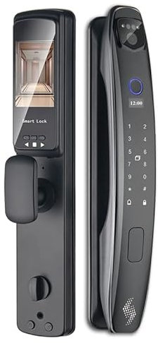 LocknGo Kela 3.0 Smart Door Lock with Face Recognition, Fingerprint Sensor, WiFi and Bluetooth Enabled, HD Camera, Full Mortise Lock Support