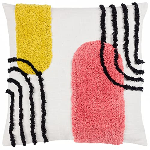 Heya Home Elmer Feather Filled Cushion,Citrus/Pink,45 x 45cm