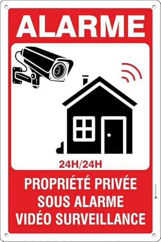 Pubblimania Propriété privée équipée d'une alarme et placée sous vidéo surveillance connectée. Panneau en aluminium d'épaisseur 3mm (Cm 20x30)