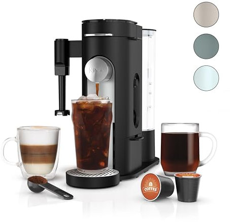 Ninja Pod & Grounds Specialty - Cafetera monodosis, compatible con cápsulas K-Cup, molinillos de infusión, diseño compacto, espumador de leche integrado, depósito de 1,6 l, taza de 680 ml, tamaño: