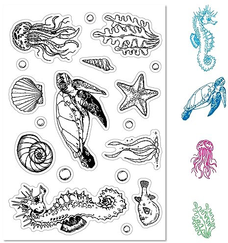 craspire Ozean-Meeresschildkröte, Transparenter Gummistempel, Meeresmuschel, Seestern, Tiere, Seepferdchen, Transparente Silikon-Siegel, Stempel Für Journaling, Kartenherstellung, DIY, Scrapbooking