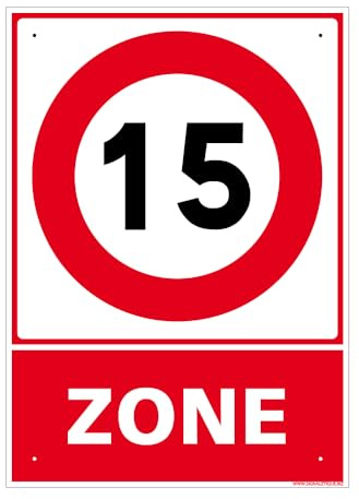 Signalétique.biz France, Panneau Zone 15 aluminium 2 mm, 30 x 42 cm (300 x 420 mm) Signalisation Rectangulaire Prépercée Avec Kit De Fixation Fabrication Française