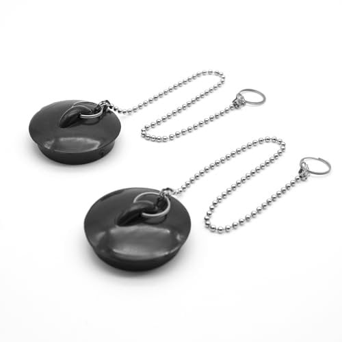 DOJA Barcelona | Tapon Fregadero con Cadena | 270mm | Pack 2 | Tapon De Lavabo con Cadena de Bolas | Tapon Lavabo Universal | Tapon de Bañera con Cadena, Tapon de Desague, Tapon Drenaje