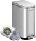 KSSKSS 2.6 Gallon Slim Bathroom Trash Can with Soft-Close Foot Pedal, 10L Stainless Steel Garbage Can with Removable Liner Bucket, for Narrow Spaces,Bathroom, Bedroom (Silver)