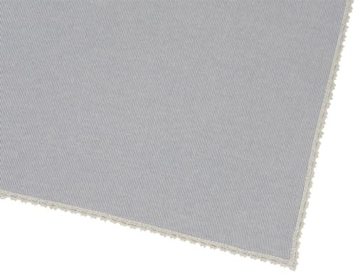 Tischdecke ULRIKE blau gestreift modern mit Spitze - Großes Tischtuch Landhausstil 70 cm quadratische Tischdeko - Waschbare Baumwolle Mitteldecke als Esstischdeko Weihnachten & Hochzeit