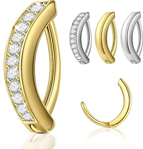 14G Clicker Bauchnabelpiercing Gold,G23 Titan Bauchnabelpiercing Chirurgenstahl Gold,Hypoallergener Bauchnabelpiercing Ring Nabelpiercing mit Diamant,Belly Piercing Bauchnabel,Bauchnabelpiercing 12mm