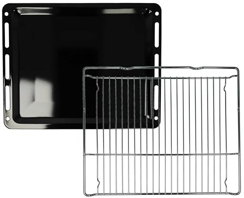 vhbw 1x plaque de four, 1x grille (kit de 2 pièces) compatible avec Neff B55CR22N0/08, B47FS22N0/01, B55CR22N0/01 four - 45,5 x 36,1/37,5 x 3 cm