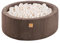 MEOWBABY Piscine À Balles pour Bébé - Rond 90x30cm Piscine a Balle pour Enfant avec 200 Balle, Côtelé, Marron: Blanc Perle