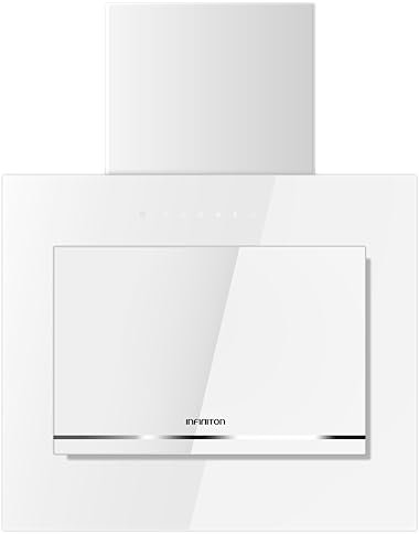 Infiniton Campana de extraccion CMPTRAL-A64B Acabado Cristal Blanco Ancho 60cm Potencia de extraccion 800m3/h Panel tactil 3 Niveles de potencia Filtro de aluminio Luz Led Clase A (Blanco)