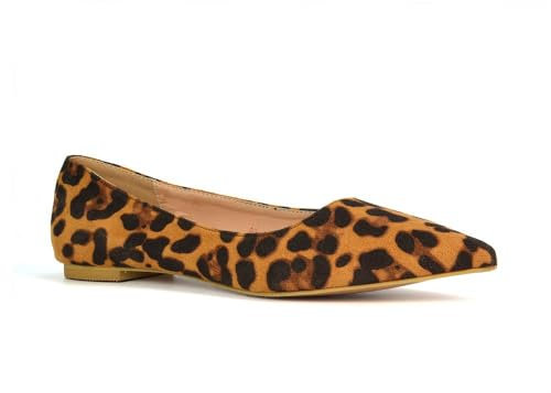 Womens Flat Slip On Casual Pumps Ladies Animal Patter Pointed Toe Ballet Work Shoes Size 8