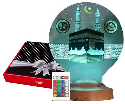 Ramadan Deko Islamische Eid Mubarak Dekoration 3D Led Lampe Geschenk für Freunde (Kaaba Standard)
