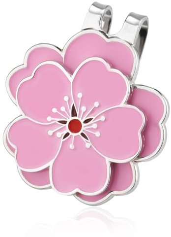NQEUEPN Magnetischer Golfballmarker mit Golfmützenclip, Golfball Marker Clip Blumenform Golf Hut Clip Set Zubehör für Golftasche Mütze Damen Herren Golfer
