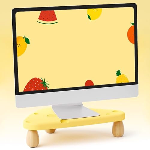 Elitix Monitorständer Niedlicher Dreieckiger Monitorständer/Organizer-Regal, Bildschirmhalter für Laptop, Notebook, Drucker, Anhebbare Bildschirmhalterung für Den Schreibtisch(Yellow)