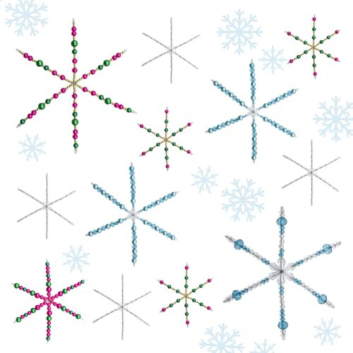 MIPIACE 18 Stück Perlensterne Bastelset Weihnachten Schneeflocken Form Metall Drahtsterne Rohlinge Drahtsterne Set für Perlensterne für Weihnachtsbaum Basteln Perlen Fenster DIY Geschenkbox