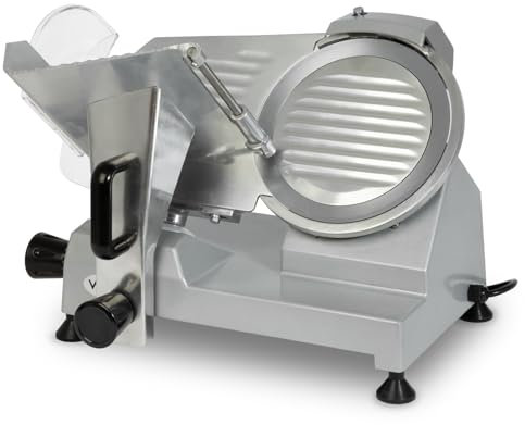 VERTES Gastro Aufschnittmaschine Schneidemaschine, Elektrisch mit 120W, Messer mit 220mm Durchmesser, Schnittstärke 0 bis 12mm, Allesschneider mit Aluminium Gehäuse, Inkl. Schleifstein