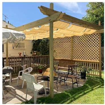 Copertura retrattile per pergola, copertura ombreggiante per patio, terrazza, cortile, portico (0,9 x 4 m)