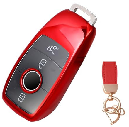 NEUHOO Auto Zubehör kompatibel mit Mercedes GLA H247 2019-2024 2025 Schlüsselhülle und Schlüsselanhänger, Schlüsselgehäuse Silikon Schlüsselkarte Hülle (Rot)