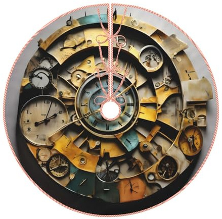 Orologio con stampa artistica per albero di Natale, decorazione per albero di Natale