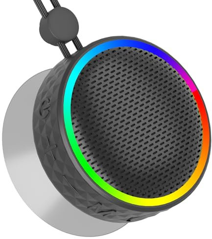 Bluetooth Dusch-Lautsprecher, Tragbarer kabelloser Lautsprecher Saugnapf, Bluetooth-Lautsprecher mit RGB-Lichtern, 360° HD-Soundunterstützung, TF-Karte, Duschradio für
