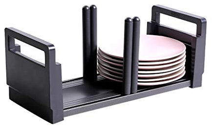 Estante de almacenamiento para platos de cocina y escurridor de platos de aluminio con asas de ABS, escurridor de platos portátil y ajustable para gabinete/cajón